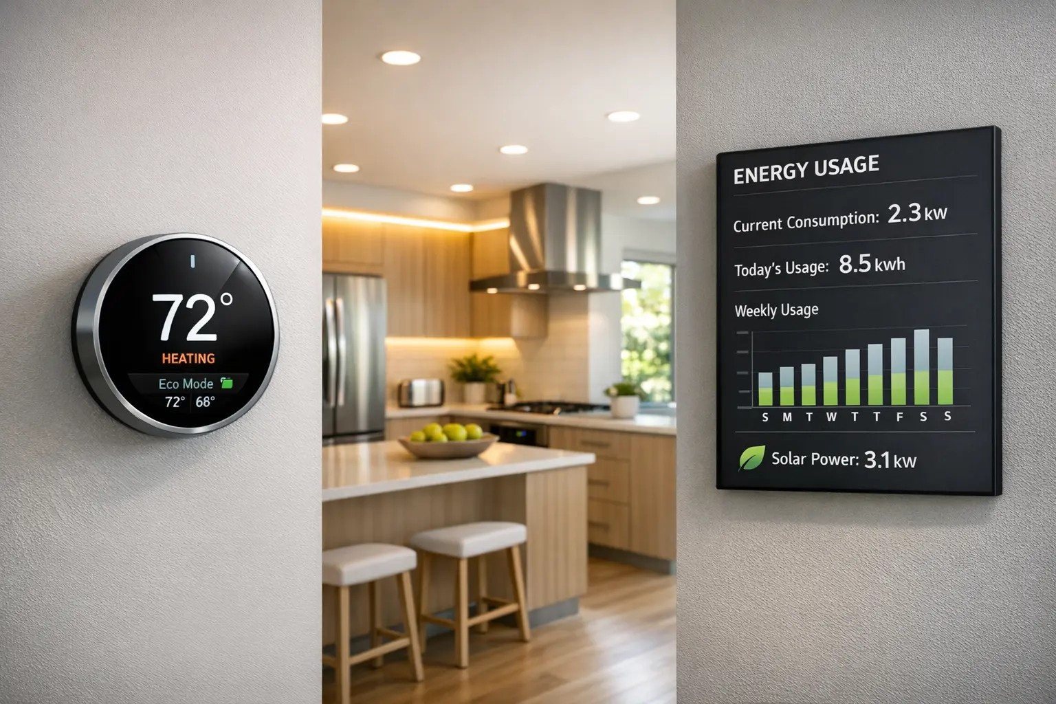 Smart Home Thermostat und energieeffiziente Haushaltsgeräte für klimafreundliches Wohnen