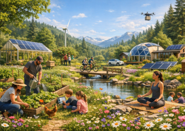 Leben mit der Natur harmonisch im Grünen für nachhaltigen Lebensstil