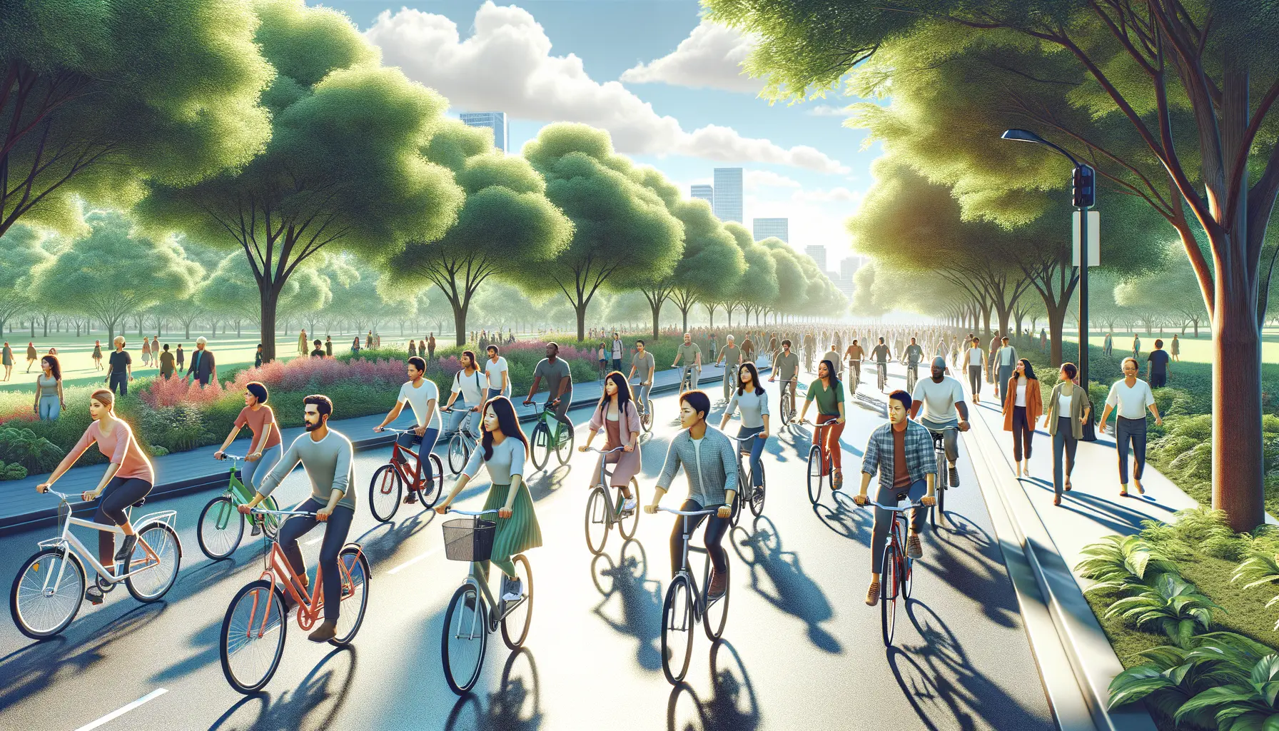 Nachhaltiger Alltag mit umweltfreundlicher Mobilität wie Fahrradfahren und Carsharing