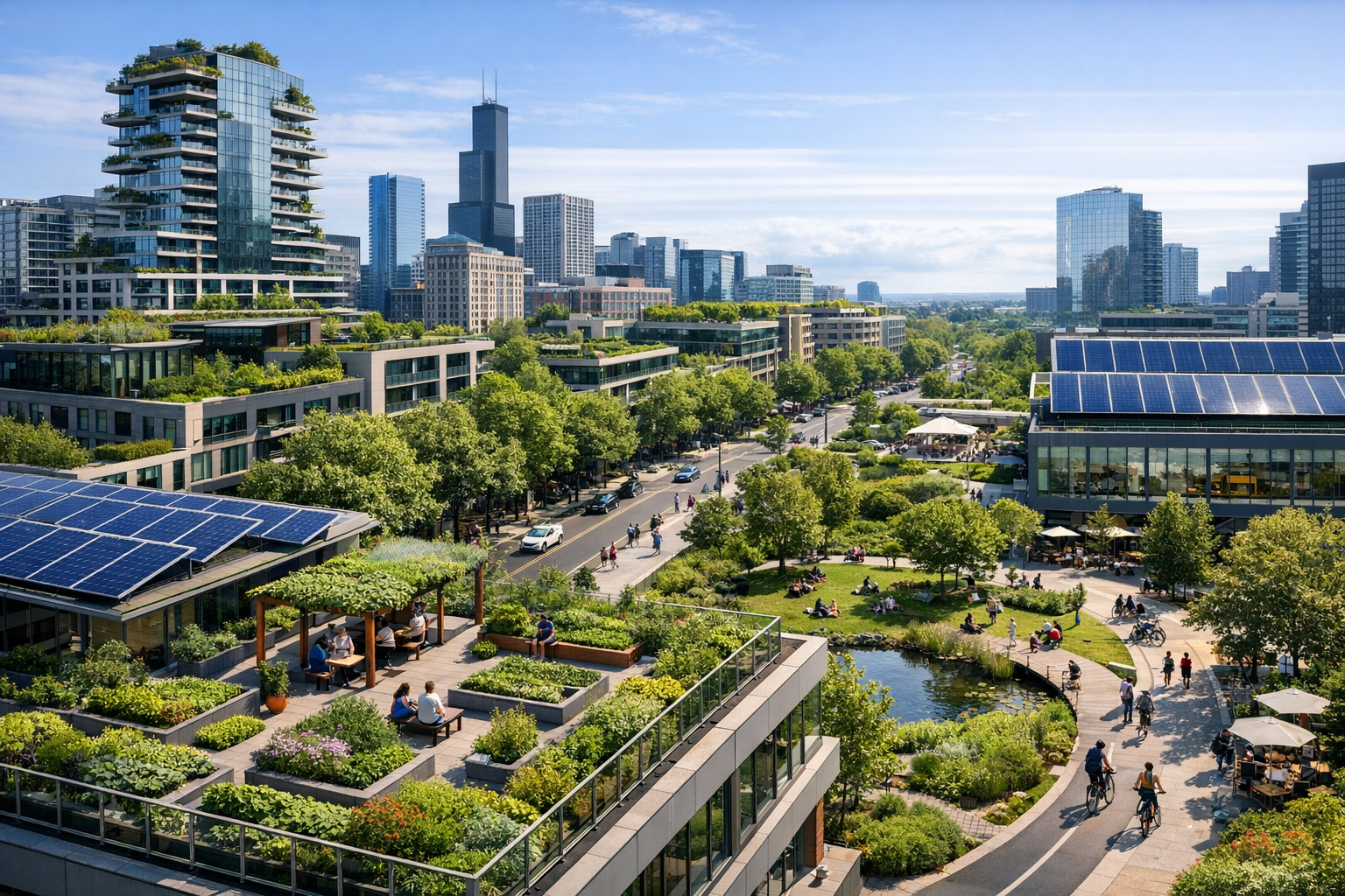 Städtische Ökologie: Grüne Infrastruktur in urbaner Umgebung mit nachhaltiger Stadtplanung