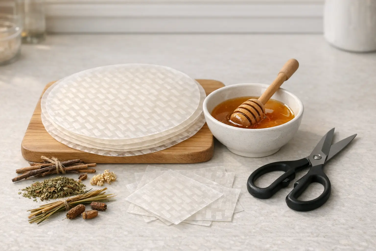 Reispapier und natürliche Zutaten für DIY Papes Alternative