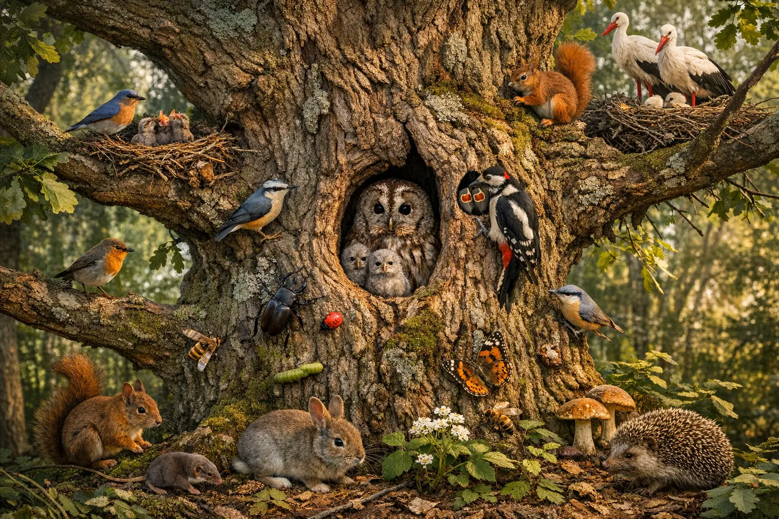 Umwelt Natur: Praktische Tipps für den Schutz unserer Ökosysteme 4 Alter Baum mit vielfältiger Tierwelt in der Umwelt Natur