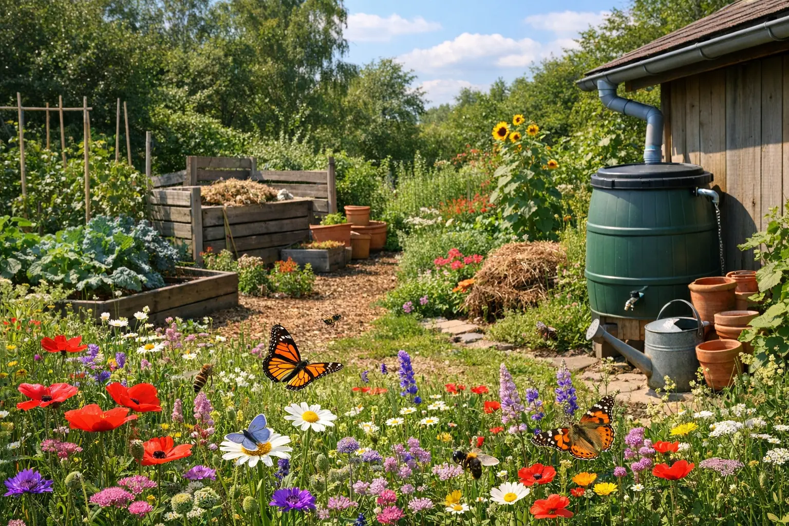Umwelt Natur: Praktische Tipps für den Schutz unserer Ökosysteme 5 Naturnaher Garten mit Wildblumen und Insekten für Umwelt Natur